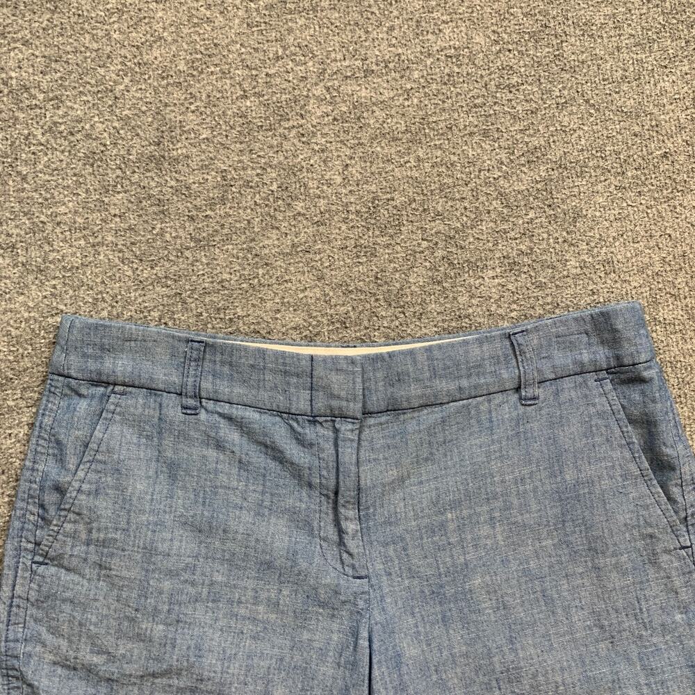 J Crew Shorts Women 8 Blue Classic Chambray Zip Fly Cotton Mid Rise Pocket Chino - Picture 3 of 12